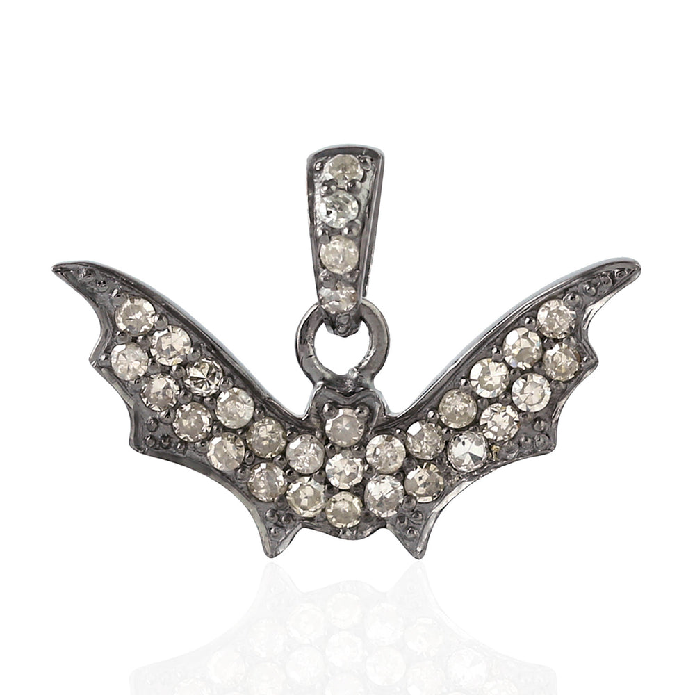 Pave Diamond Bat Design Handmade Silver Charm