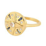 Multiple Gemstonne Moonstone Diamond Unique Design Ring in 18k Yellow Gold For Her