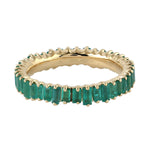 Baguette Emerald Full Eternity Band Ring In 18k Yellow Gold