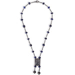 Natural Blue Sapphire Diamond Vintage Look Opera Necklace 14k Gold Silver