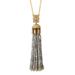 Natural Diamond Tassel Opera Necklace In 18k Yellow Gold Gift