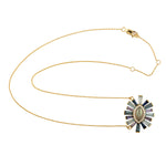 Tapered Baguette Multiple Gemstone Diamond Designer Pendant 18k Yellow Gold Chain Necklace