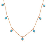 Handmade Natural Turquoise Beads 18k Yellow Gold Chain Princess Necklace Jewelry