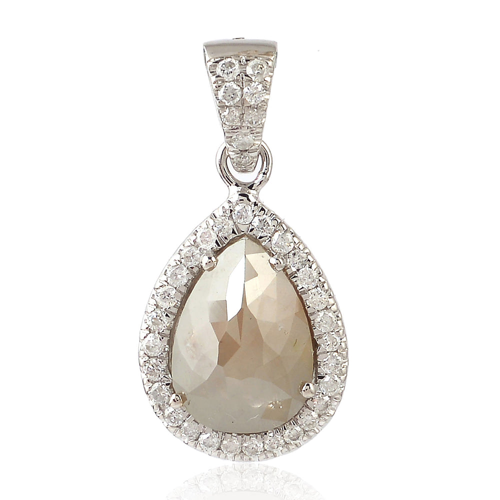Soild 18k White Gold Tear Drop Designer Pendant Diamond Jewelry