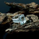 Emerald Cut Aquamarine Diamond Cocktail Ring In 18k White Gold