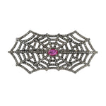Pave Diamond Ruby Vintage Style Spider Web Two Finger Ring Sterling Silver Gift