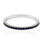 18k White Gold Blue Sapphire Half Eternity Band Ring September Birthstone Jewelry