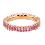 Pink Sapphire Band Ring Baguette Jewelry In 18k Rose Gold Minimal Jewelry For Her