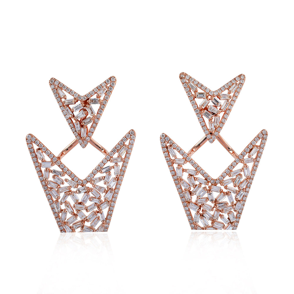 Natural Diamond Designer Ear Jacket 18k Rose Gold Jewelry