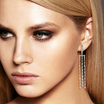 Natural Diamond Chandelier Earrings 18k White Gold Jewelry