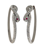 Natural Pave Diamond Snake Charm Hoop Earrings Jewelry In 18k Gold & Sterling Silver