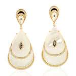 Dangle Pearl Dangle Earrings in 18KT Yellow Gold and Diamond Iolite