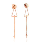Natural Diamond Drop Dangle Earrings 18k Rose Gold Jewelry Gift