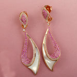 Pearl Diamond Dangle Earrings 18K Rose Gold Jewelry