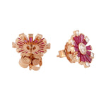 Baguette Ruby Diamond Stud Earrings 18K Rose Gold Jewelry