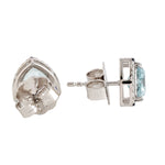 Aquamarine Sapphire Diamond Trillion Earrings in 18k White Gold