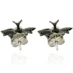 14k Gold Sterling Silver Studded Diamond Housefly Stud Earrings For Gift