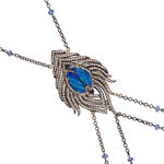 Natural Sapphire Opal Doublet Handmade Sterling Silver Gold Body Chain Necklace