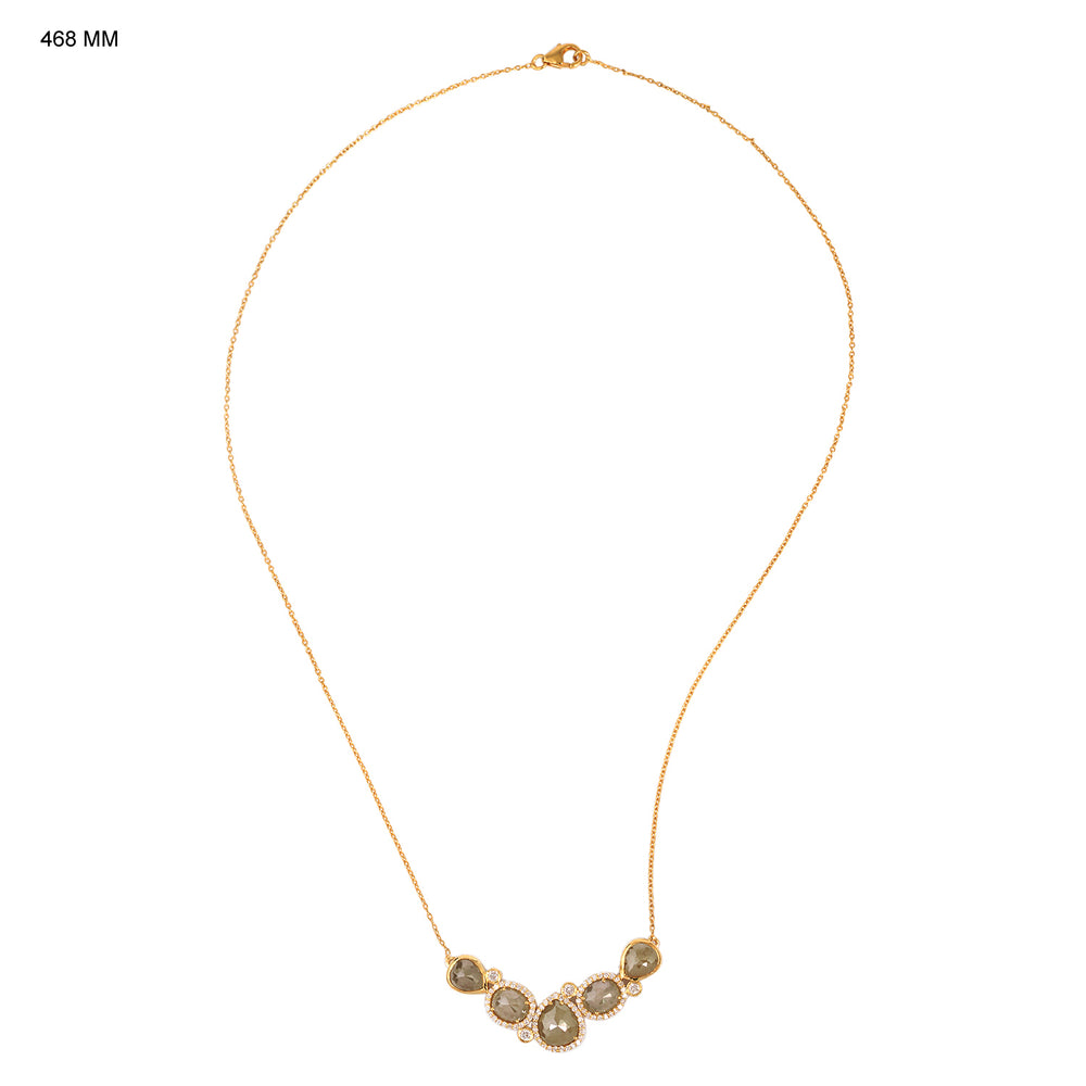 Natural Ice Diamond Designer Wedding Matinee Necklace In 18K Yellow Gold