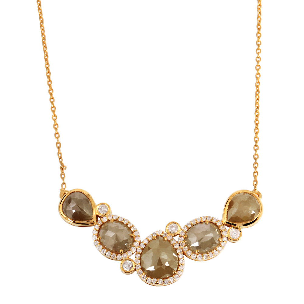 Natural Ice Diamond Designer Wedding Matinee Necklace In 18K Yellow Gold