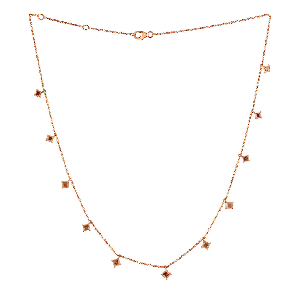 18K Rose Gold Station Necklace with Princess-Cut Ice Diamonds