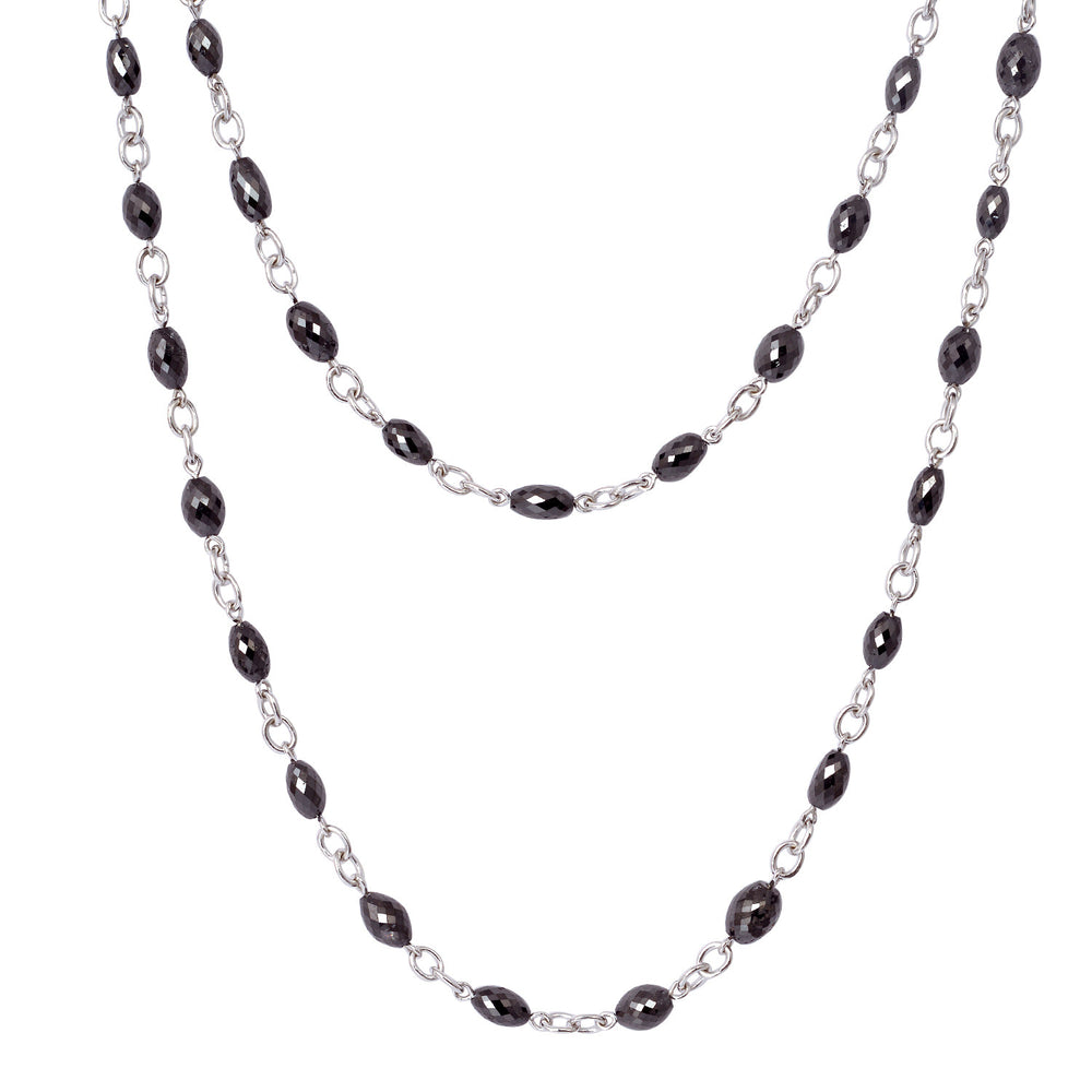 18K White Gold Faceted Ice Diamond Beaded Rope Lariat Necklace For Wedding Gifts