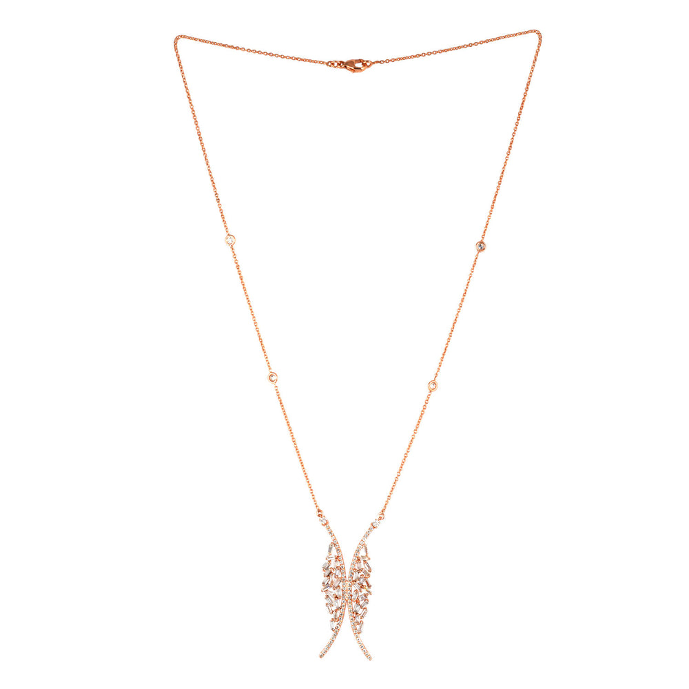 18K Rose Gold Butterfly Choker Necklace with Baguette Diamonds – Elegant Statement Jewelry
