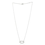 Oval Design Pave Diamond 925 Silver Chain Necklace Pendant