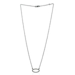 Pave Diamond Oval Designer Pendant Necklace in Silver Chain