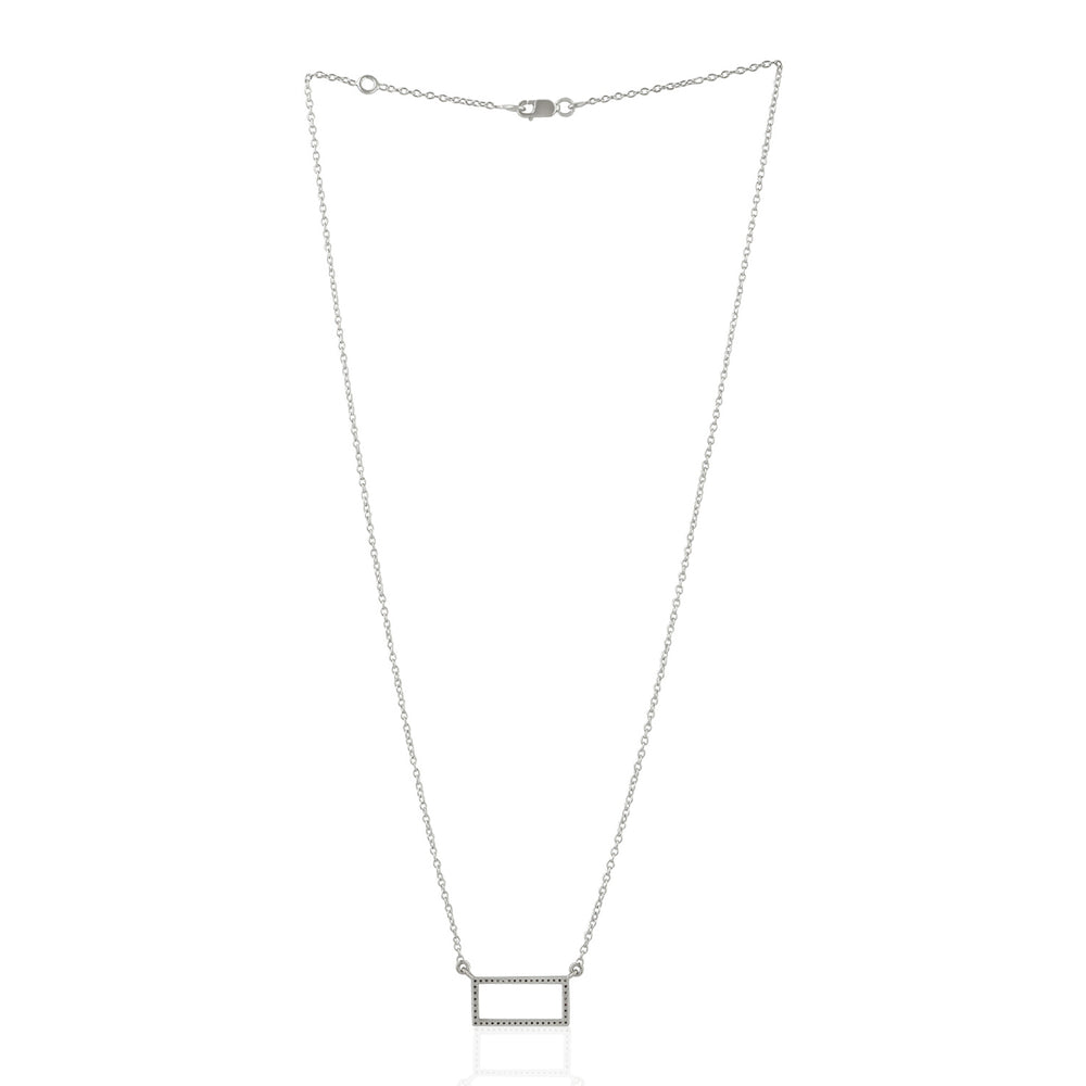 Ractangle Design Pave Diamond Sterling Silver Necklace For Gift