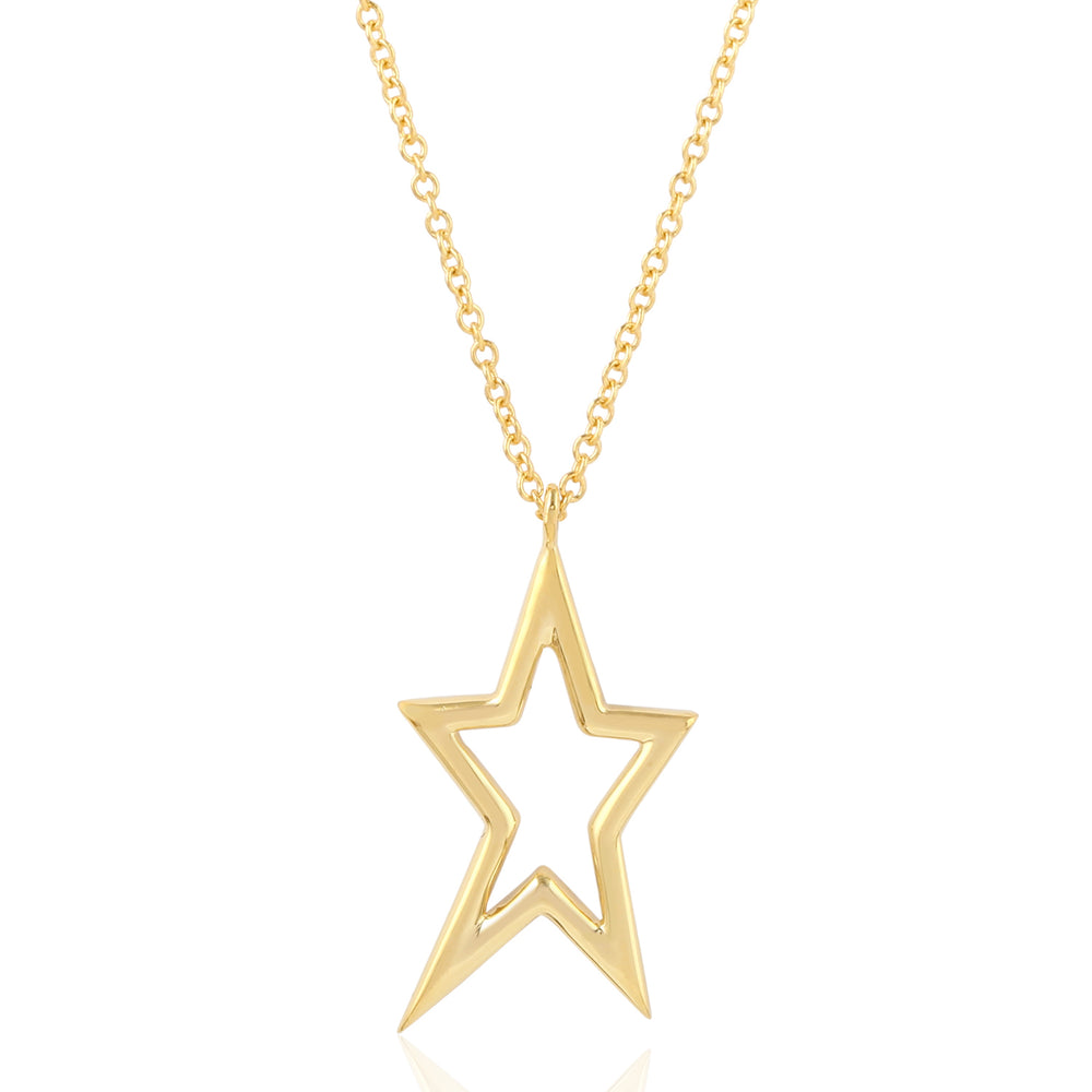 18K Yellow Gold Pave Diamond Star Choker Necklace For Women's