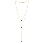 Pear Cut Emerald Multilayer Princess 18k Yellow Gold Necklace For Women