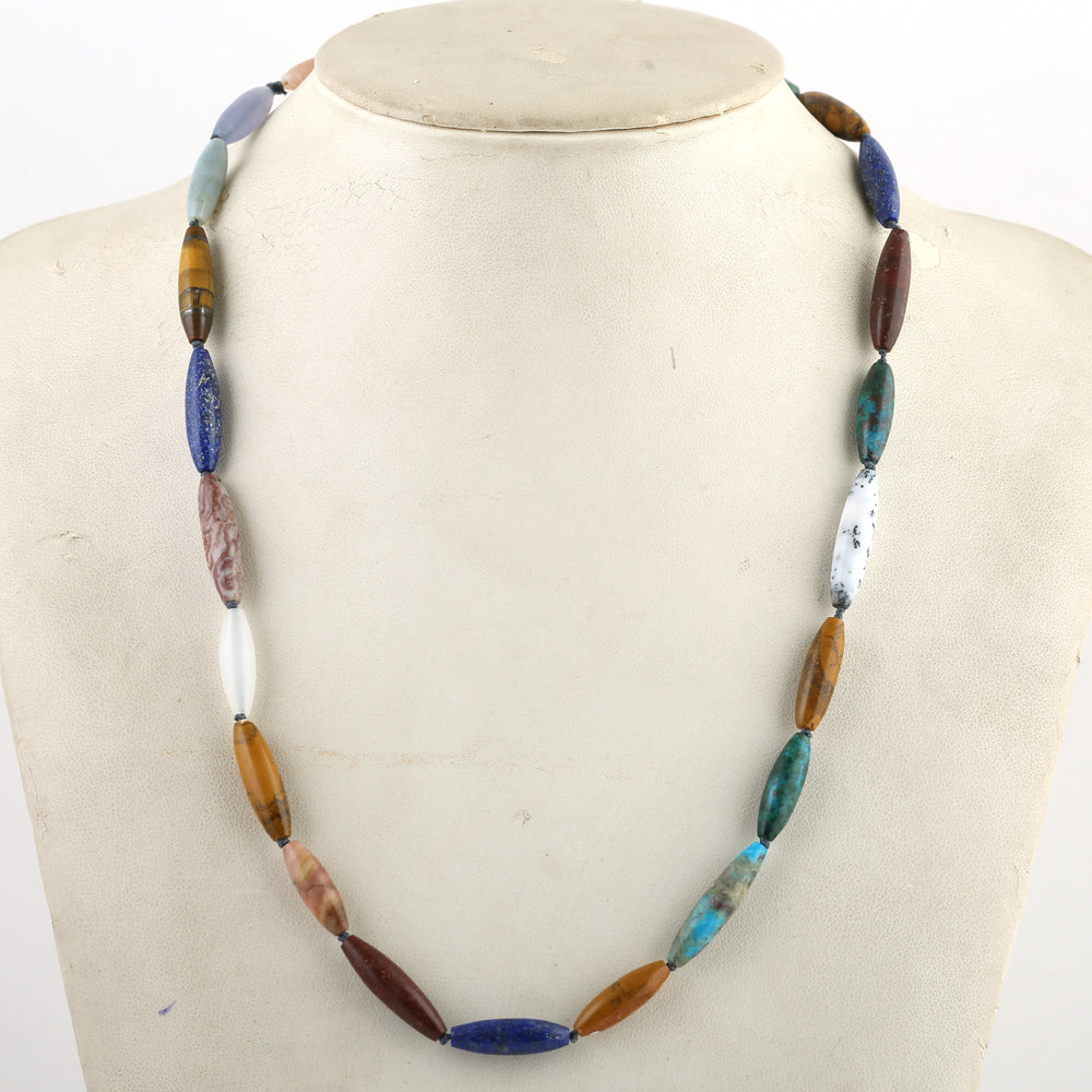 Mix Gemstone In 18k Solid Yellow Gold Necklace For Women Jewelry