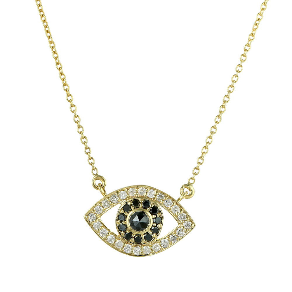 Evil Eye Choker Necklace with Pave Diamonds in 14k Yellow Gold – Protective Fine Jewelry