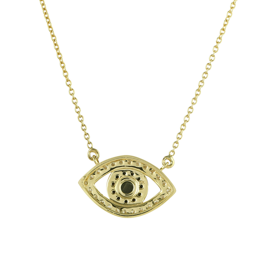 Evil Eye Choker Necklace with Pave Diamonds in 14k Yellow Gold – Protective Fine Jewelry