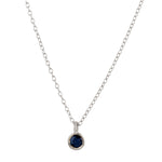 Bezel Set Blue Sapphire Sterling Silver Dainty Necklace For Her