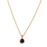 Bezel Set Blue Sapphire Rose Gold Plated Sterling Silver Dainty Necklace For Her