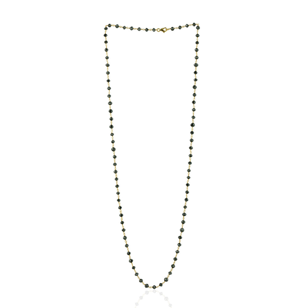 18k Yellow Gold Faceted Black Diamond Matinee Necklace For Gift