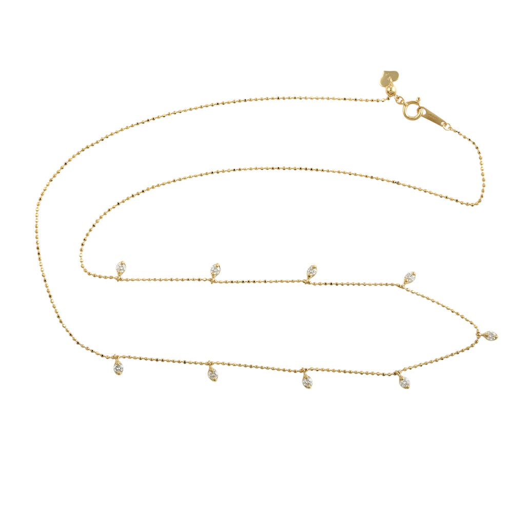 18K Yellow Gold Prong Diamond Princess Necklace