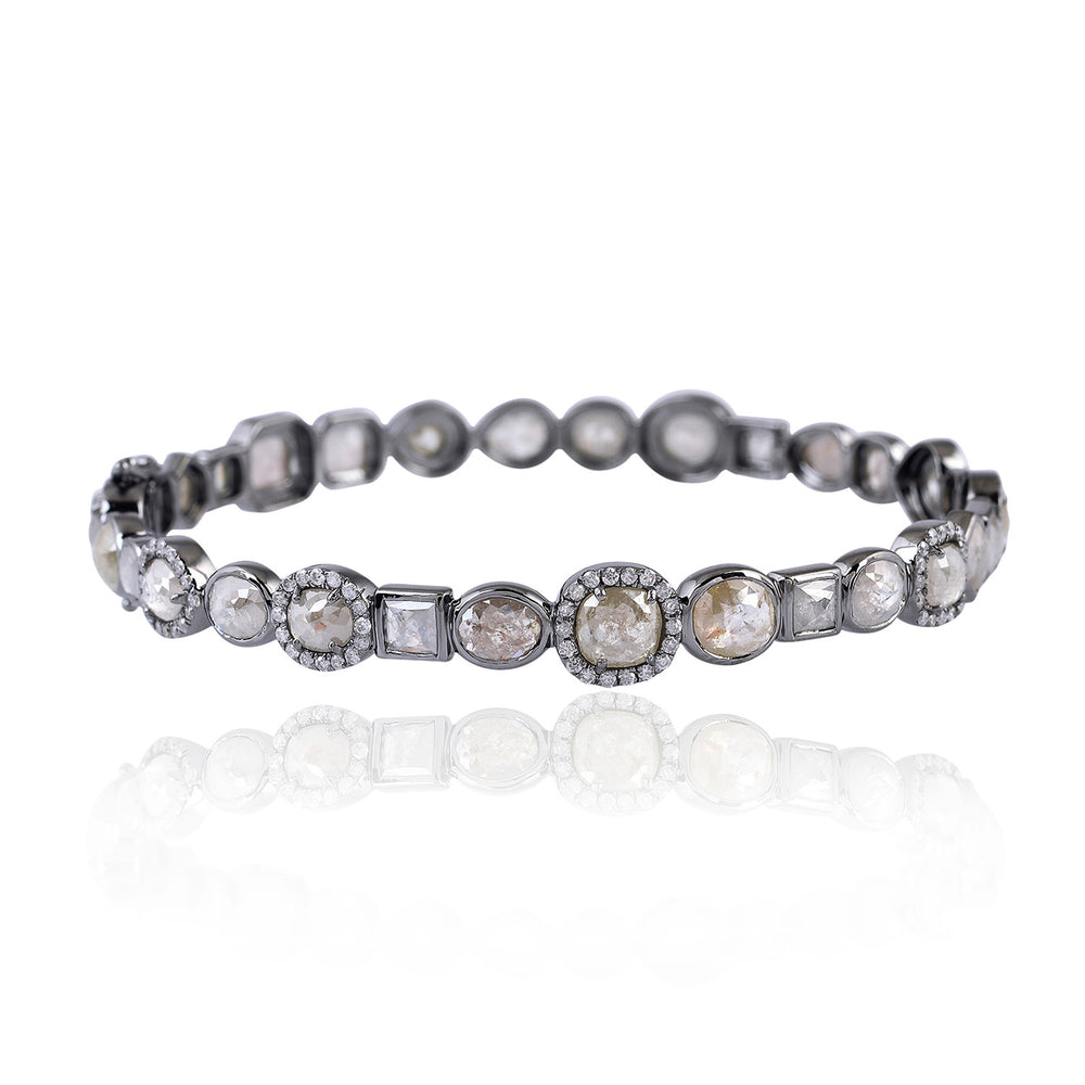 Ice -Cut Diamond Bezel Bangle Bracelet in 18K Oxidized Gold