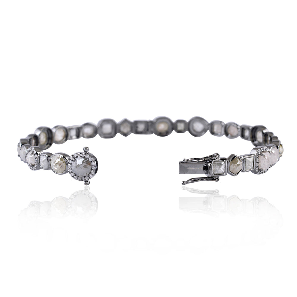 Ice -Cut Diamond Bezel Bangle Bracelet in 18K Oxidized Gold