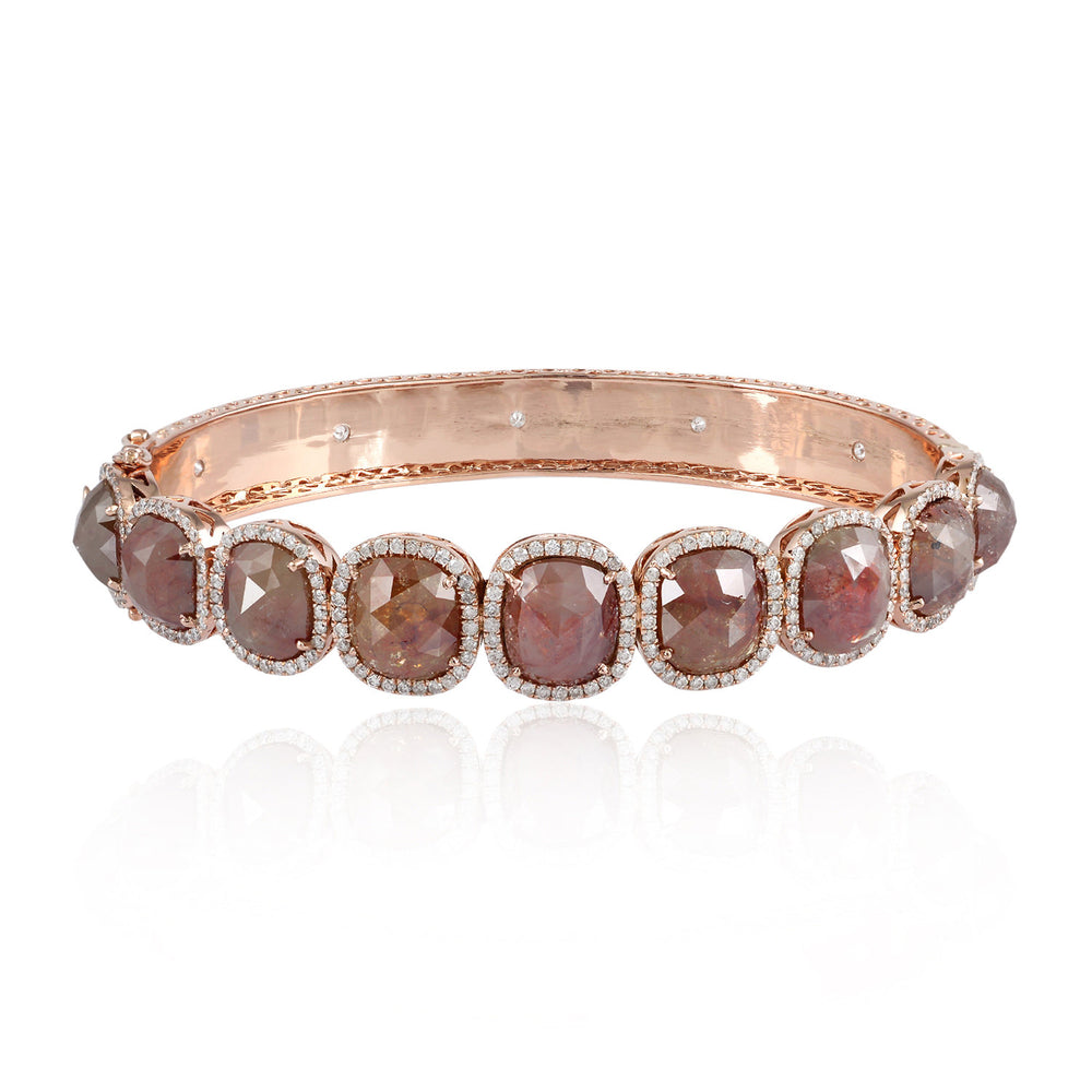 Ice Rose-Cut Diamond Halo Bangle Bracelet in 18K Rose Gold