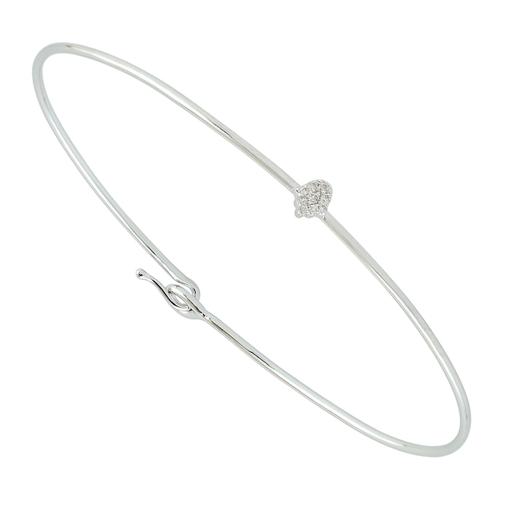 Pave Diamond Handmade Designer Bangle In 18K White Gold