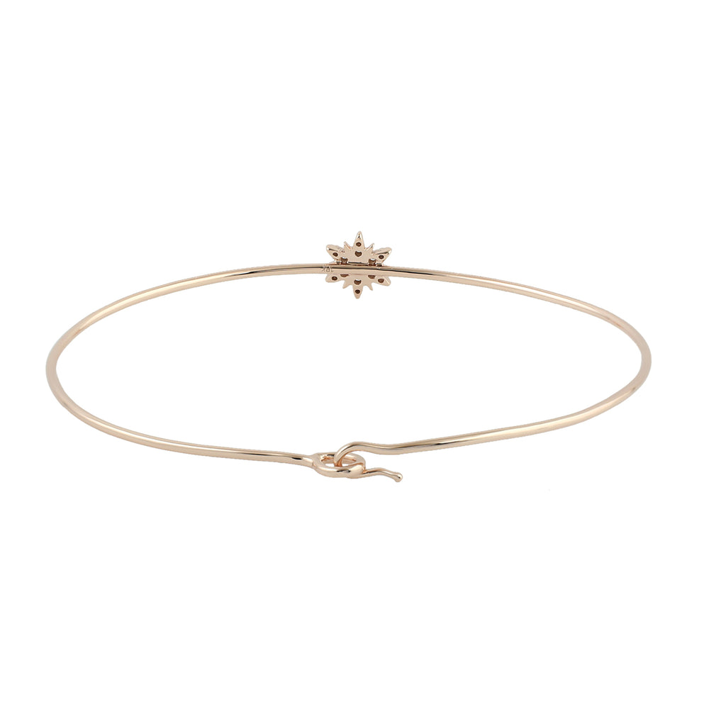 18K Rose Gold Pave Diamond Handmade Star Bangle For Women's