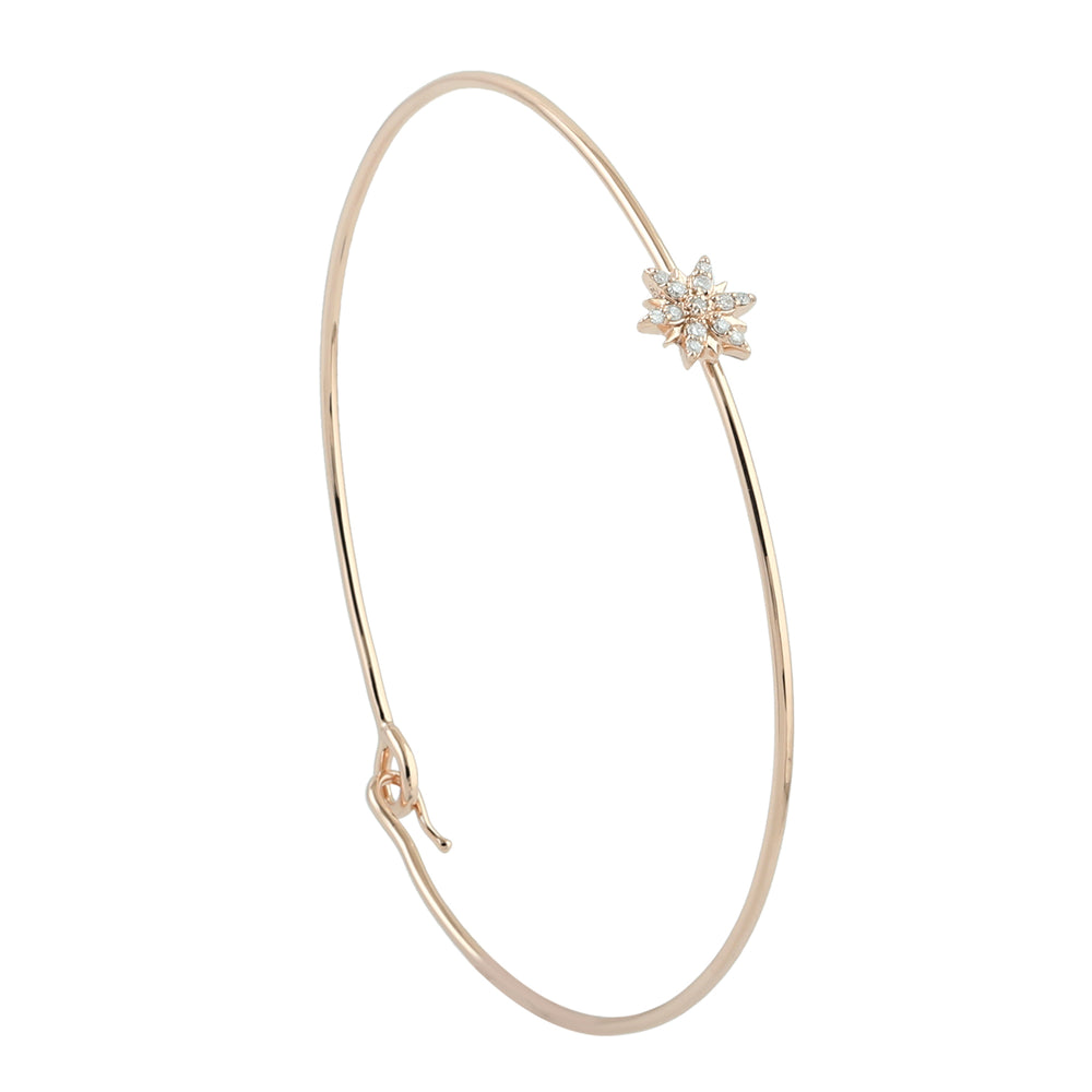 18K Rose Gold Pave Diamond Handmade Star Bangle For Women's