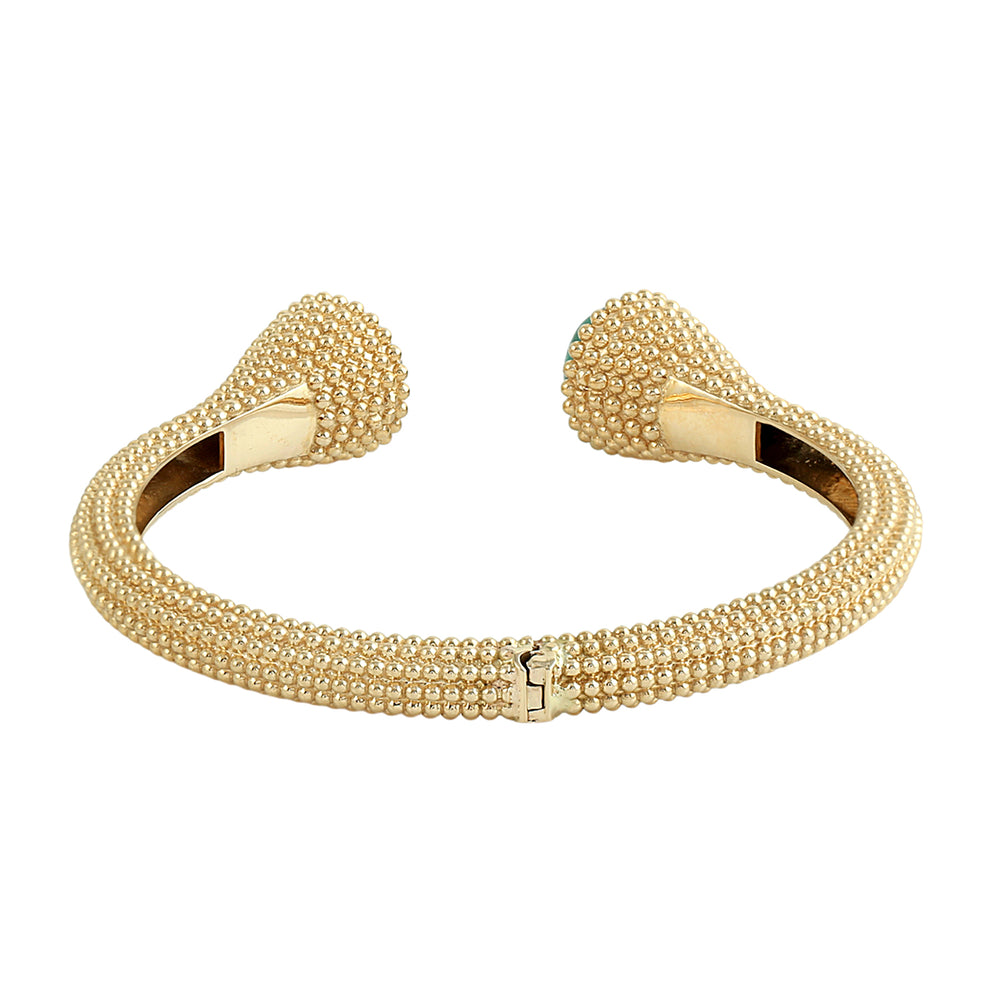 Malachite & Diamond Beaded Cuff Bracelet in 18K Yellow Gold