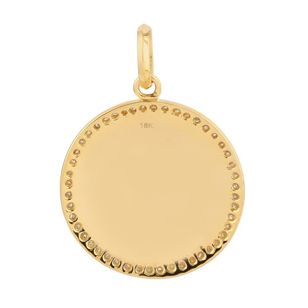 18K Yellow Gold Enamel Evil Eye Charm Pendant With Pave Diamond