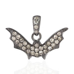 Pave Diamond Bat Design Handmade Silver Charm