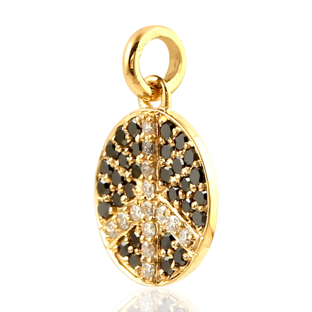 Natural Diamond Peace Design Charm Pendant In 18K Yellow Gold