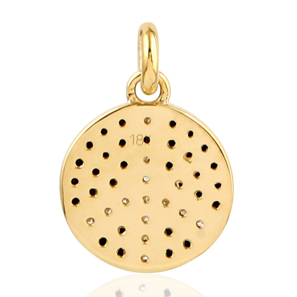 Natural Diamond Peace Design Charm Pendant In 18K Yellow Gold